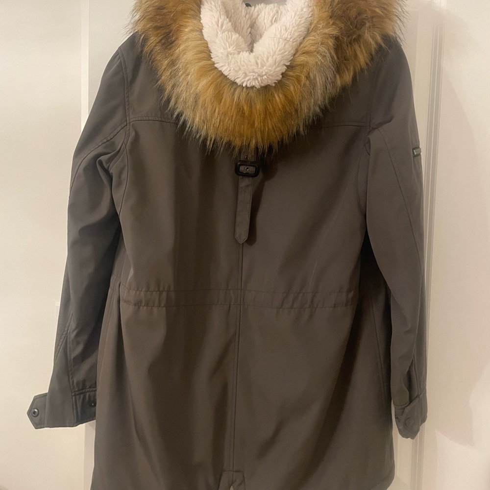 S13 Olive Green Winter Jacket with Faux Fur Trim